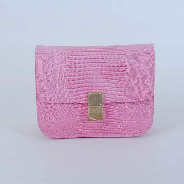 Celine Classic Box Small Flap Bag Lizard Leather 80077 Peach