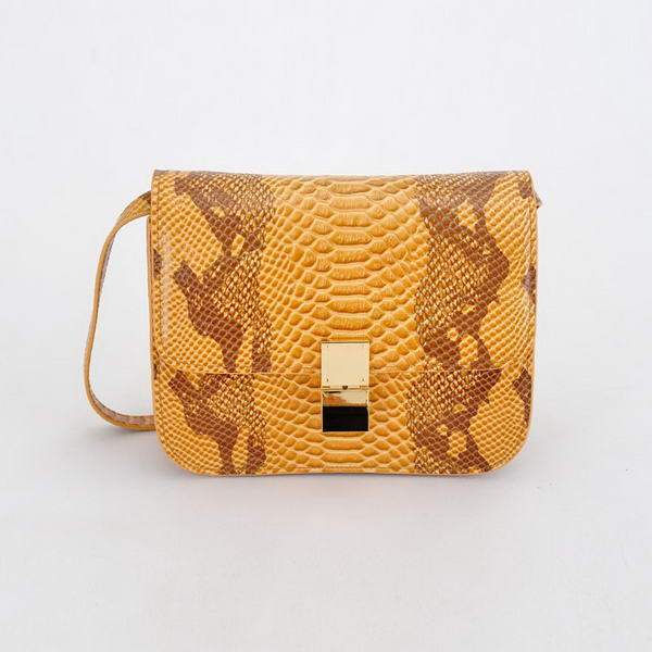 Celine Classic Box Small Flap Bag Lizard Leather 80078 Yellow - Click Image to Close