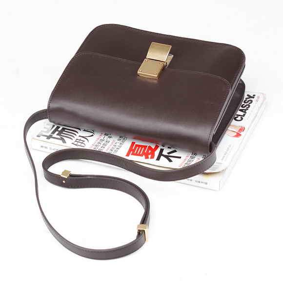 Celine Classic Box Small Flap Bag 80077 Dark Coffee - Click Image to Close