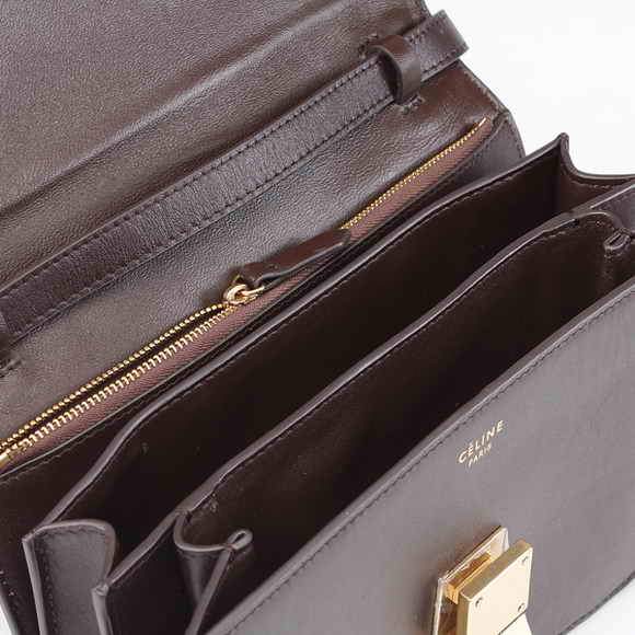 Celine Classic Box Small Flap Bag 80077 Dark Coffee - Click Image to Close