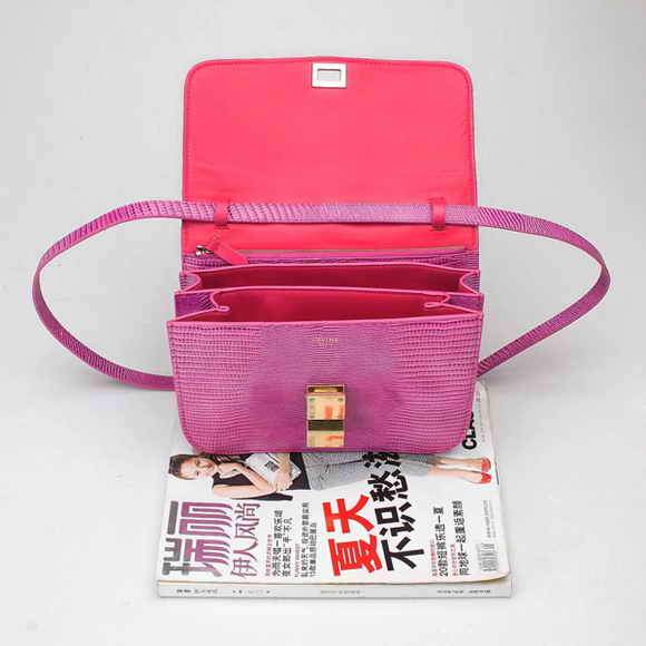 Celine Classic Box Small Flap Bag 80077 Pink Lizard Leather - Click Image to Close