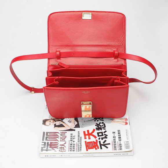Celine Classic Box Small Flap Bag 80077 Dark Red