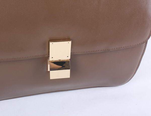 Celine Classic Lambskin Large Box Bag Calf Leather 80088 Brown - Click Image to Close
