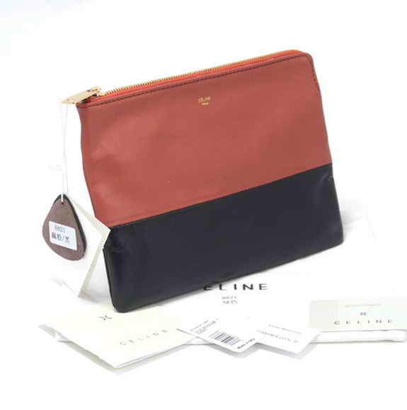 Celine Solo Bi Color Clutch Lambskin Bag - 8821 Black and Brown - Click Image to Close