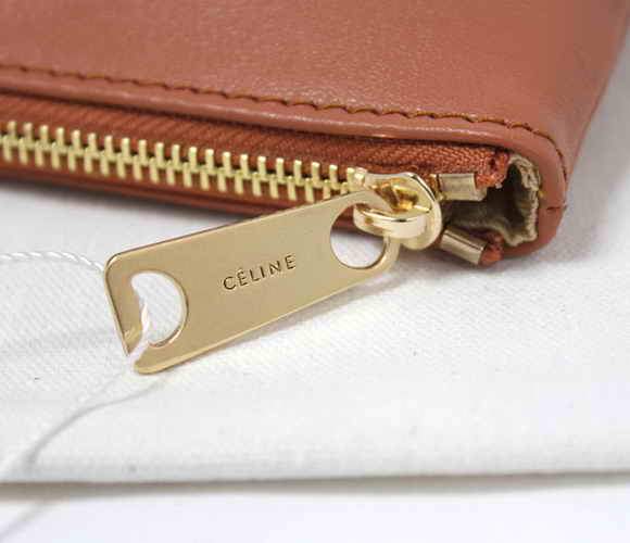 Celine Solo Bi Color Clutch Lambskin Bag - 8821 Orange and Coffee - Click Image to Close