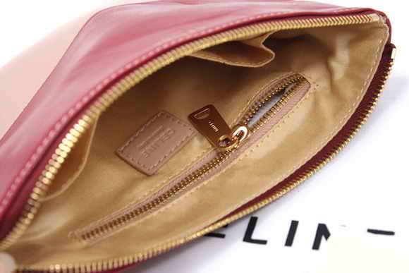 Celine Solo Bi Color Clutch Lambskin Bag - 8821 Red and Apricot