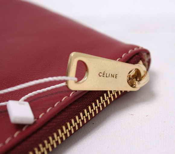 Celine Solo Bi Color Clutch Lambskin Bag - 8821 Red and Apricot - Click Image to Close