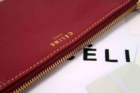 Celine Solo Bi Color Clutch Lambskin Bag - 8821 Red and Apricot - Click Image to Close