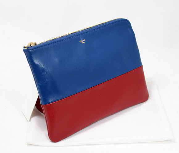 Celine Solo Bi Color Clutch Lambskin Bag - 8821 Red and Blue