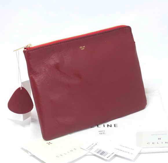 Celine Solo Bi Color Clutch Lambskin Bag - 8821 Red