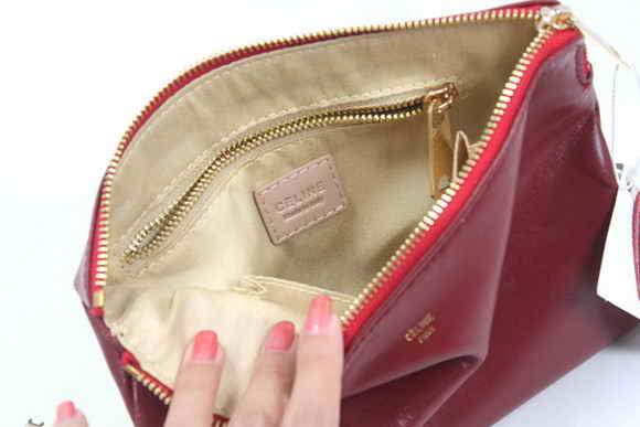 Celine Solo Bi Color Clutch Lambskin Bag - 8821 Red