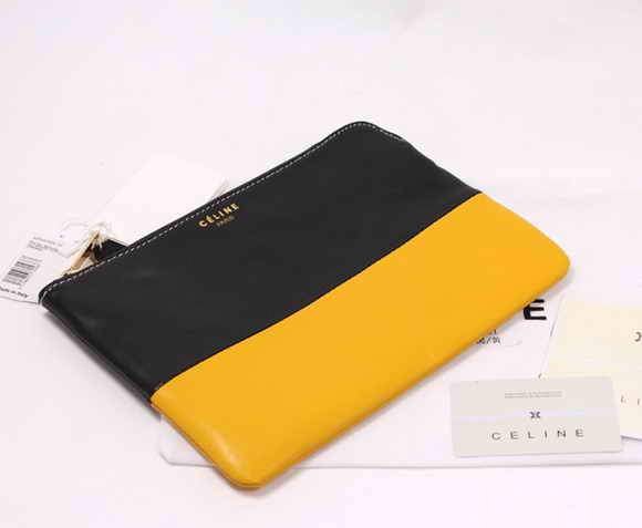 Celine Solo Bi Color Clutch Lambskin Bag - 8821 Yellow and Black - Click Image to Close