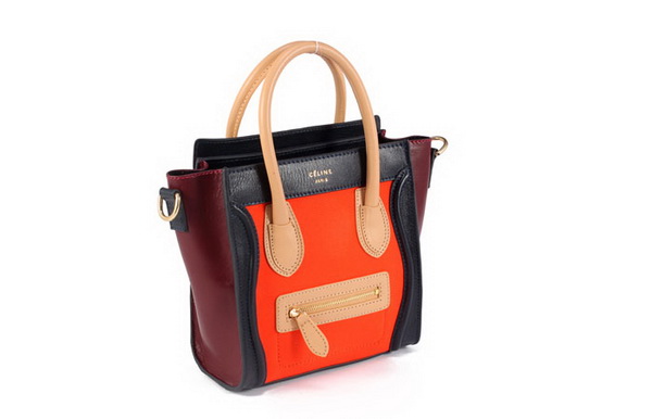 Celine Luggage Bag Nano 20cm - 98168 Orange and Black - Click Image to Close