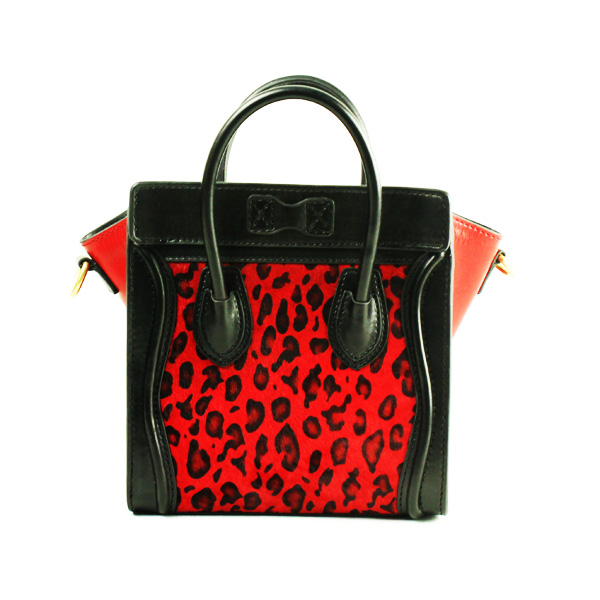 Celine Luggage Bag Nano 20cm - 98168 Red Leopard Leather - Click Image to Close