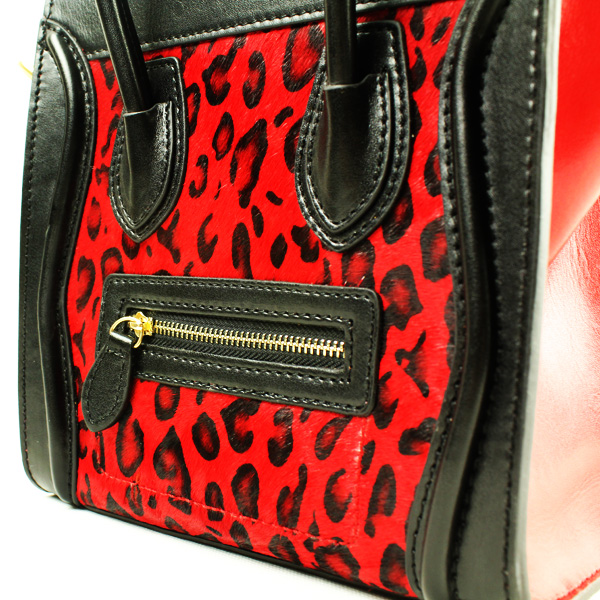 Celine Luggage Bag Nano 20cm - 98168 Red Leopard Leather - Click Image to Close