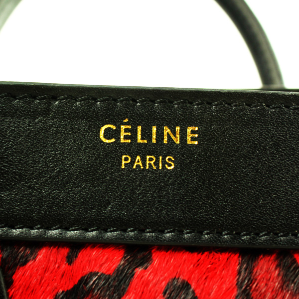 Celine Luggage Bag Nano 20cm  - 98168 Red Leopard Leather
