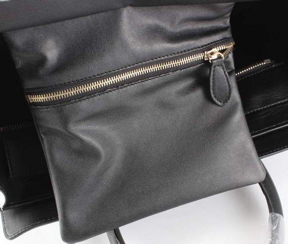 Celine Luggage Mini 33cm Tote Leather Bag - 98170 Black with Hair - Click Image to Close