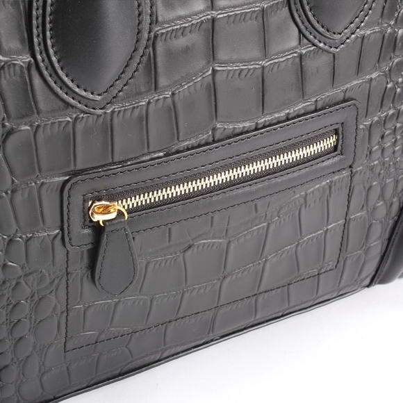 Celine Luggage Mini 33cm Tote Leather Bag - 98170 Black Croco Leather - Click Image to Close