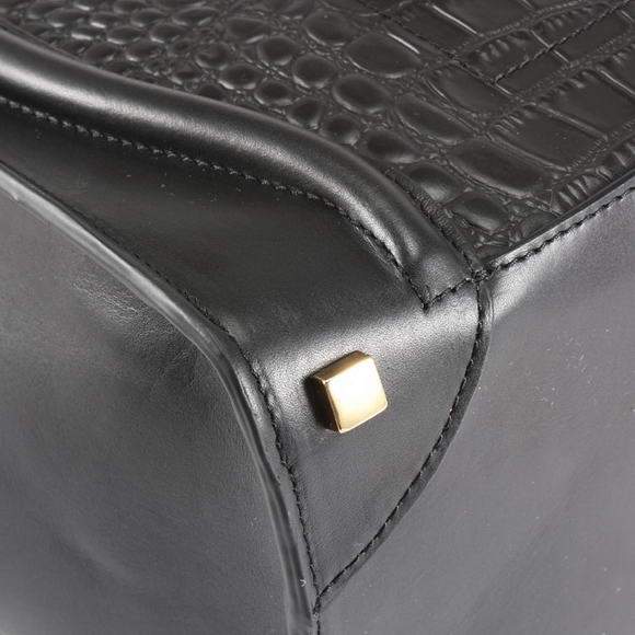 Celine Luggage Mini 33cm Tote Leather Bag - 98170 Black Croco Leather