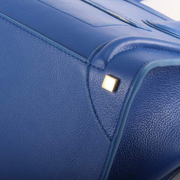 Celine Luggage Mini 33cm Tote Leather Bag - 98170 Blue Lambskin Leather - Click Image to Close