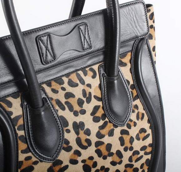 Celine Luggage Mini 33cm Tote Leather Bag - 98170 Apricot Leopard - Click Image to Close