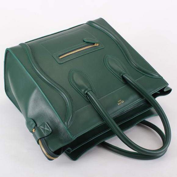 Celine Luggage Mini 33cm Tote Leather Bag - 98170 Atrovirens - Click Image to Close