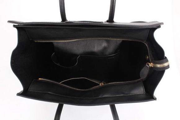 Celine Luggage Mini 33cm Tote Leather Bag - 98170 Black Leather - Click Image to Close