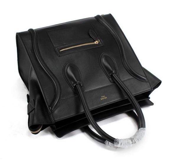 Celine Luggage Mini 33cm Tote Leather Bag - 98170 Black Leather - Click Image to Close