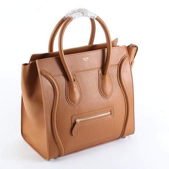 Celine Luggage Mini 33cm Tote Leather Bag - 98170 Light Coffee Calf Leather
