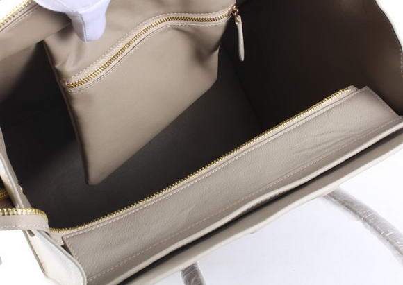 Celine Luggage Mini 33cm Tote Leather Bag - 98170 Light Khaki Calf Leather - Click Image to Close