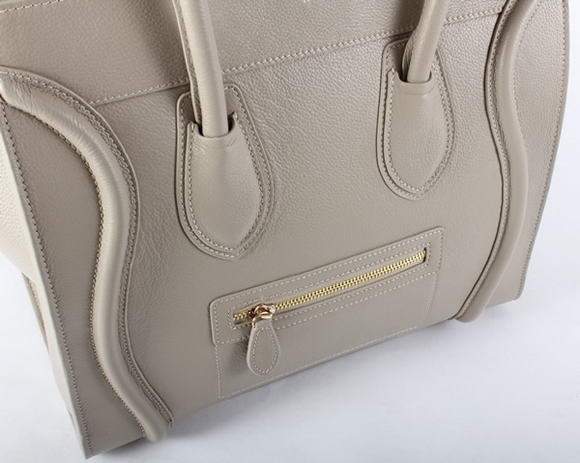Celine Luggage Mini 33cm Tote Leather Bag - 98170 Light Khaki Calf Leather - Click Image to Close