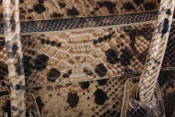 Celine Luggage Mini 33cm Tote Leather Bag - 98170 Apricot Snake Veins - Click Image to Close