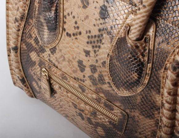 Celine Luggage Mini 33cm Tote Leather Bag - 98170 Apricot Snake Veins - Click Image to Close