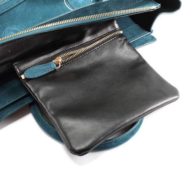 Celine Luggage Mini 33cm Tote Leather Bag - 98170 Atrovirens Suede