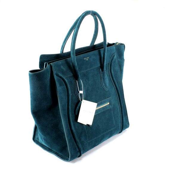 Celine Luggage Mini 33cm Tote Leather Bag - 98170 Atrovirens Suede