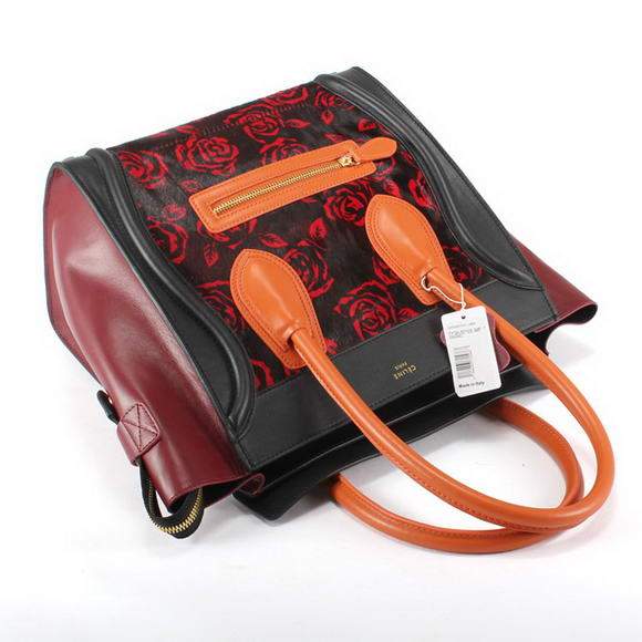 Celine Luggage Mini 30cm Boston Bag 98169 Bordeaux Horse Hair - Click Image to Close
