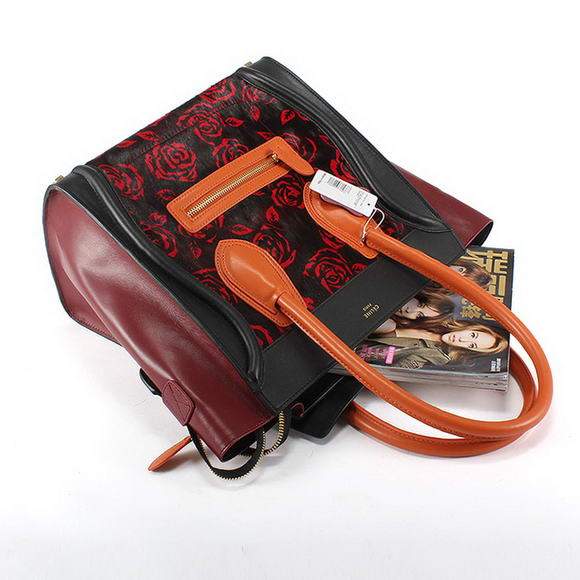 Celine Luggage Mini 30cm Boston Bag 98169 Bordeaux Horse Hair