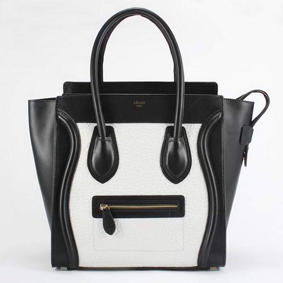 Celine Luggage Mini 30cm Boston Bag 98169 Black and White