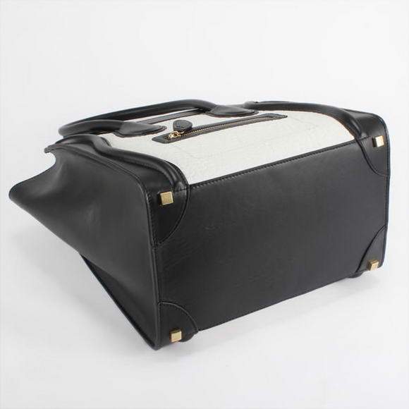 Celine Luggage Mini 30cm Boston Bag 98169 Black and White - Click Image to Close