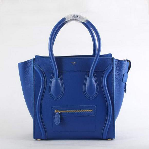 Celine Luggage Mini 30cm Boston Bag 98169 Blue Lambskin Leather - Click Image to Close