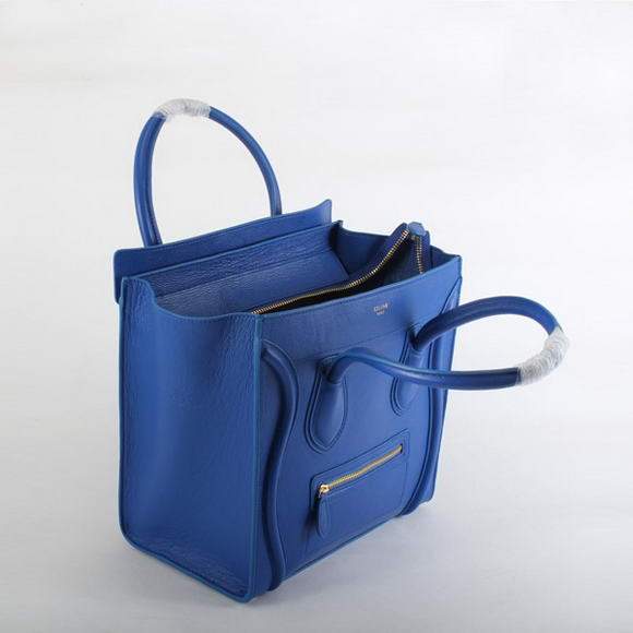 Celine Luggage Mini 30cm Boston Bag 98169 Blue Lambskin Leather