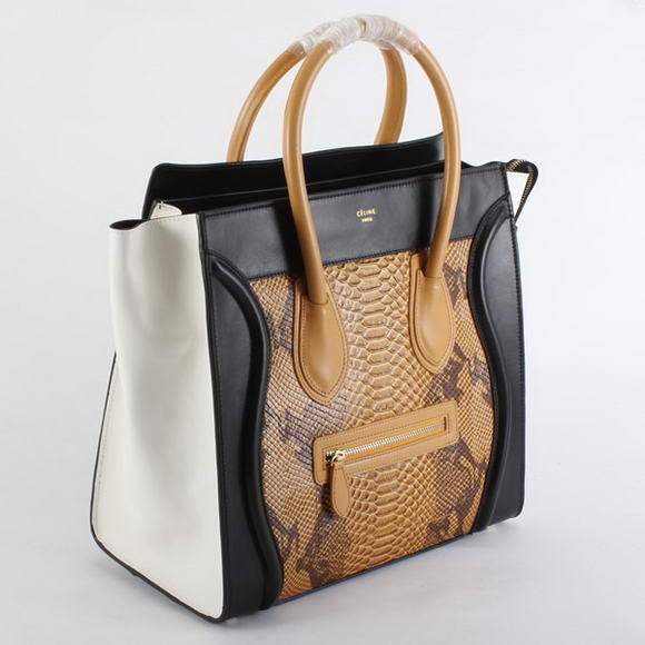 Celine Luggage Mini 30cm Boston Bag 98169 Brown Snake Veins - Click Image to Close