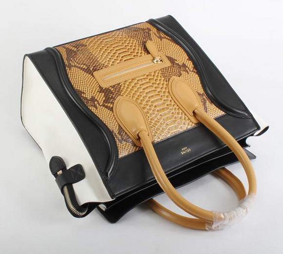 Celine Luggage Mini 30cm Boston Bag 98169 Brown Snake Veins