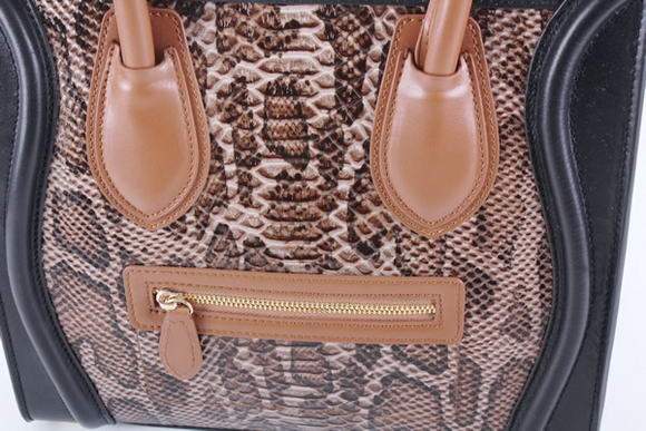 Celine Luggage Mini 30cm Boston Bag 98169 Dark Coffee Snake Veins