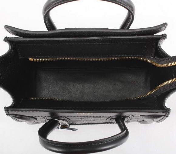 Celine Luggage Bag Nano 20cm - 98168 Black Croco Veins Leather - Click Image to Close