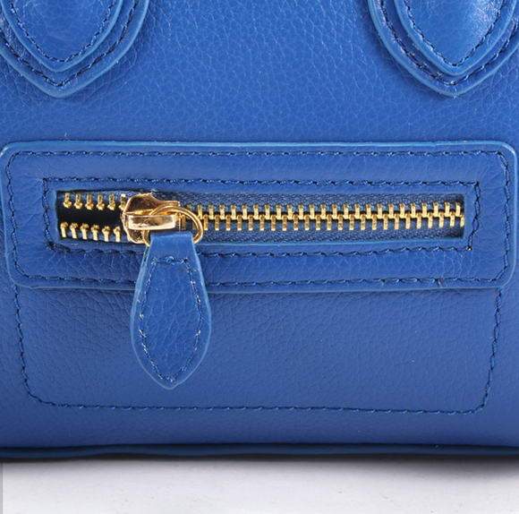 Celine Luggage Bag Nano 20cm  - 98168 Blue Lambskin Leather