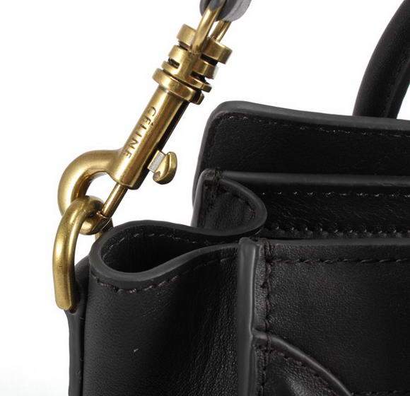 Celine Luggage Bag Nano 20cm  - 98168 Black Apricot Suede Leather