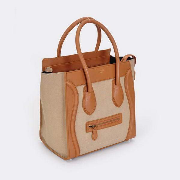 Celine Luggage Mini 33cm Tote Leather Bag - 98170 Apricot Suede - Click Image to Close