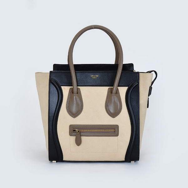 Celine Luggage Mini 33cm Tote Leather Bag - 98170 Black Suede