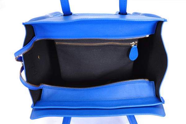 Celine Luggage Mini 33cm Tote Leather Bag - 98170 Blue Suede